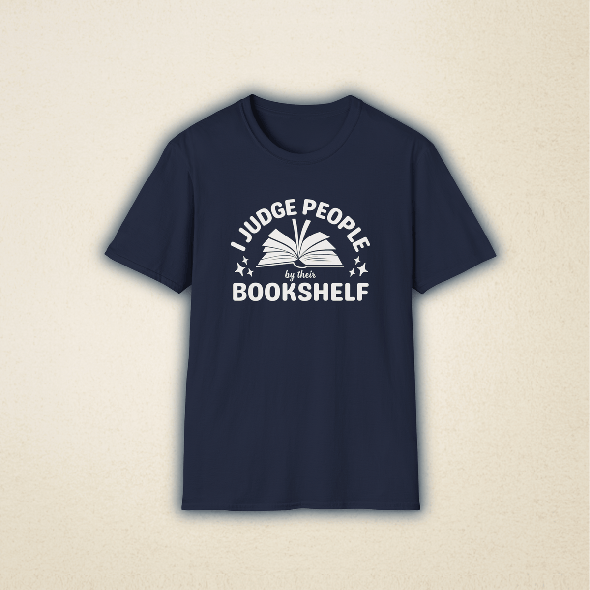 I Judge People by Their Bookshelf – Vintage Book Lover Tee