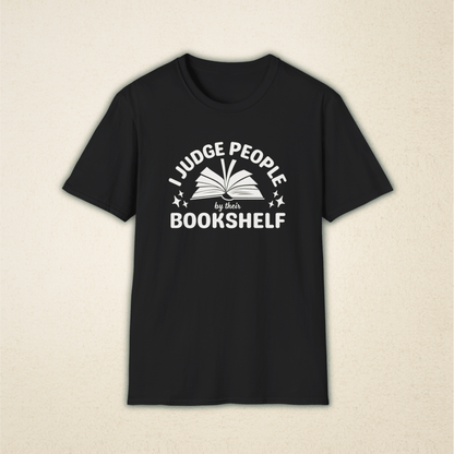 I Judge People by Their Bookshelf – Vintage Book Lover Tee