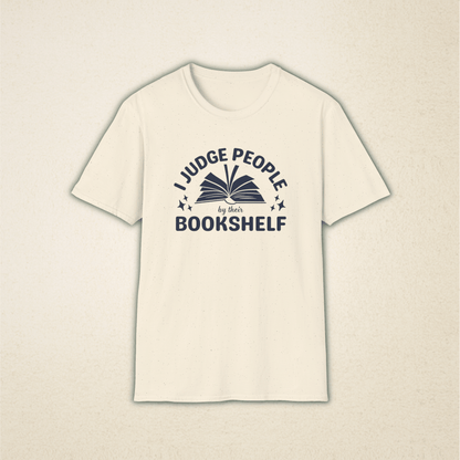 I Judge People by Their Bookshelf – Vintage Book Lover Tee